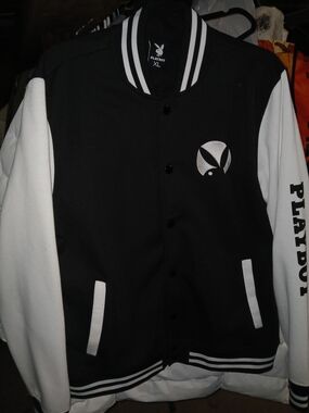 PLAYBOY Black and White Letterman Jacket